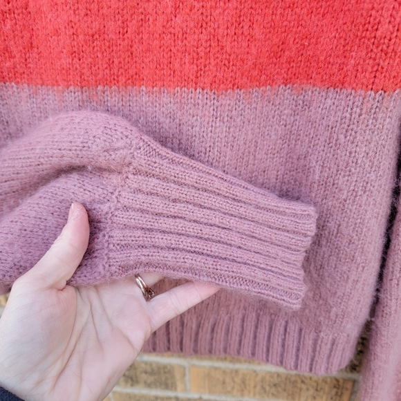 AllSaints Lou Uno Jumper Wool Blend Sweater Rose Lave Orange Spripe Small - Picture 8 of 11